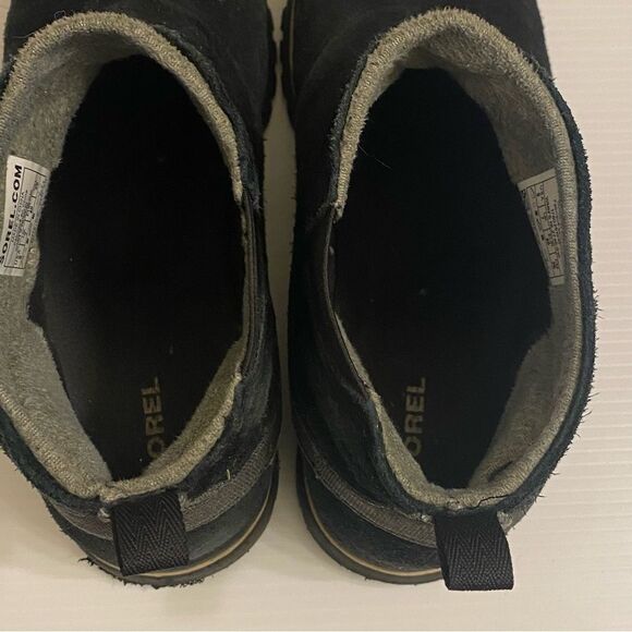 Sorel black suede leather Cozy Short ankle booties flat snow pull on round toe 9 - Picture 8 of 12